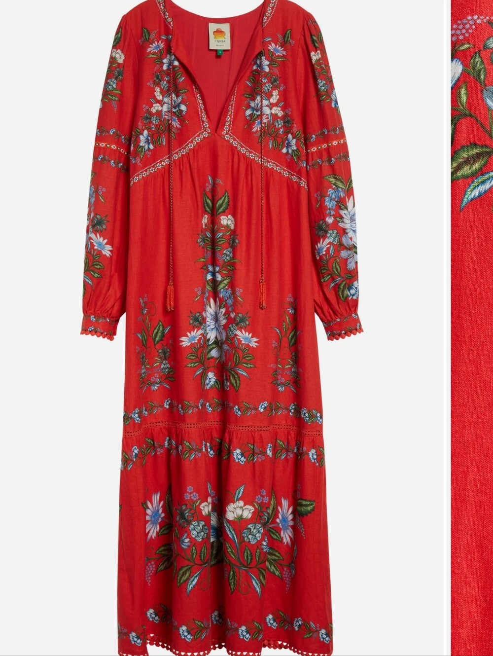NWOT FARM Rio Red Floral Tiered Maxi Dress XL - Picture 4 of 5